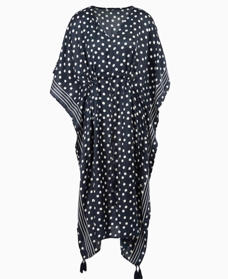 Barbour Women's Classic Navy Polka Dot Beach Kaftan