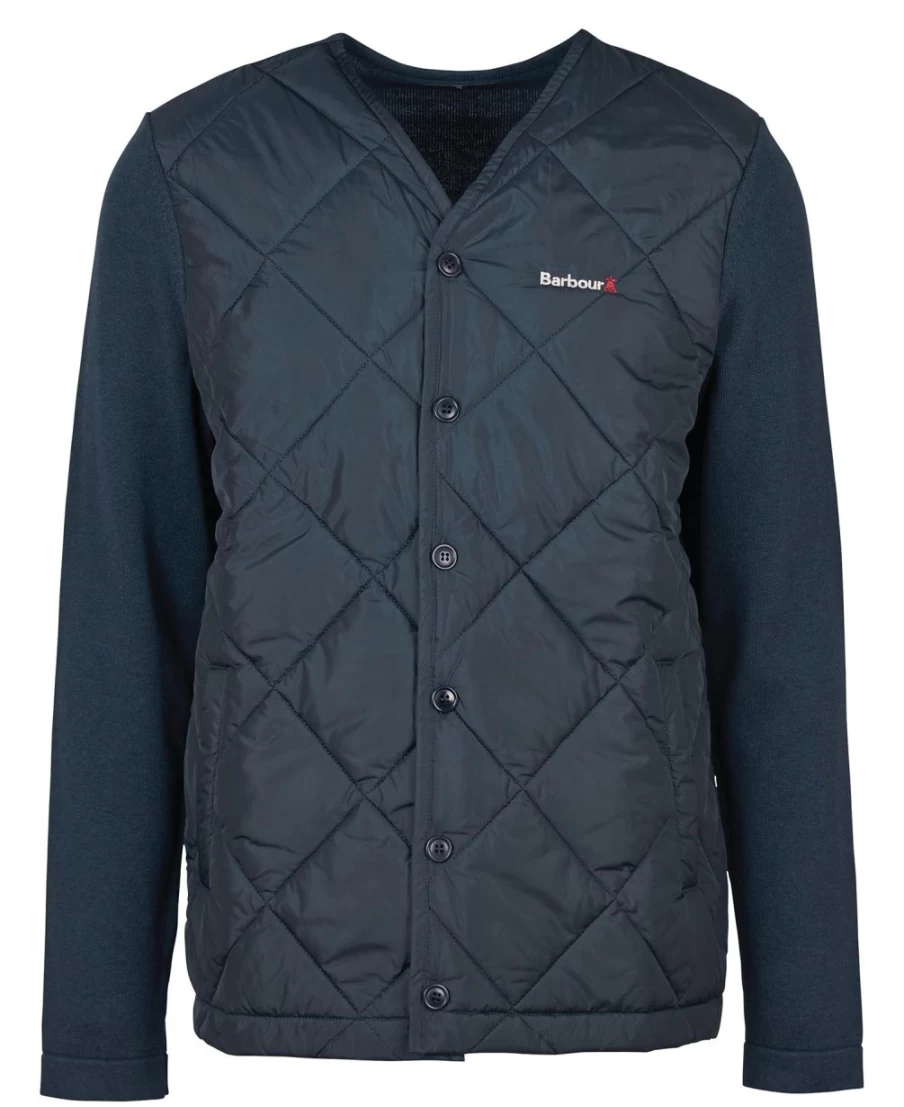 Barbour Men's Classic Navy Quilted Cardigan Jacket - Craghead Style