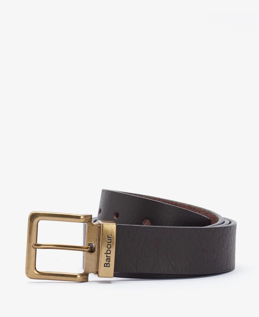 Barbour Men's Blakely Leather Belt in Dark Brown - Classic Stylish Accessory
