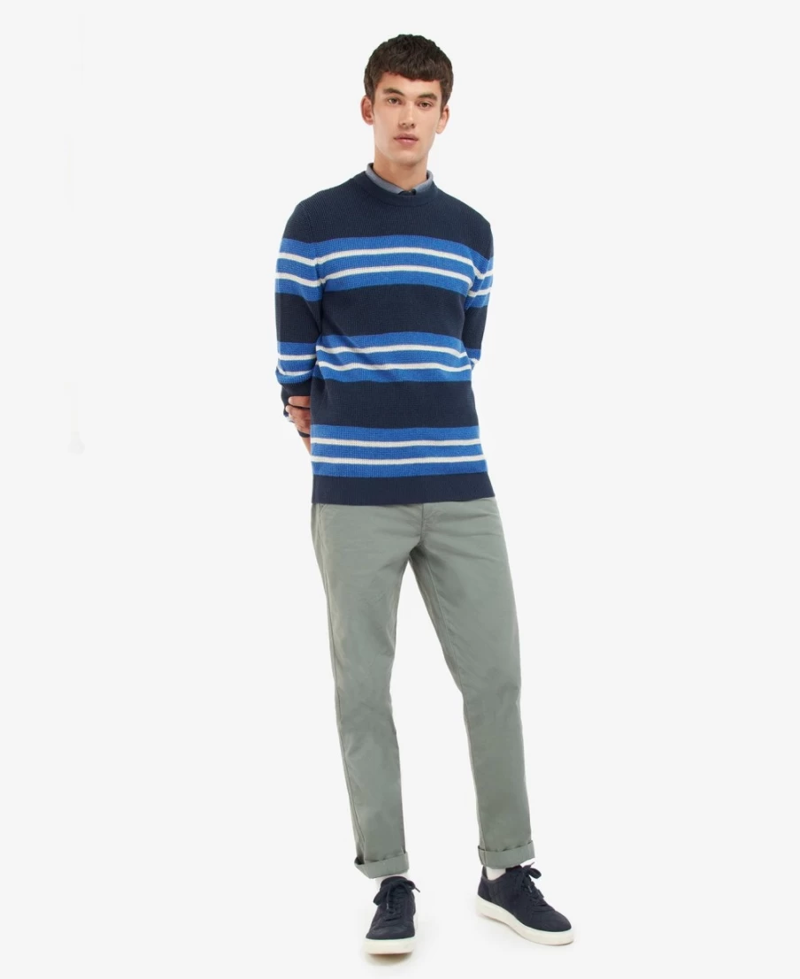Barbour Men's Classic Navy Blaydon Striped Sweatshirt - Casual Comfort Fit Pullover
