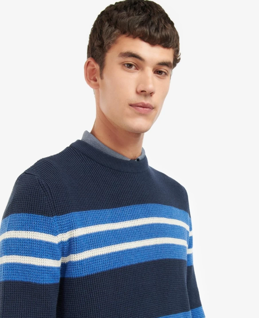 Barbour Men's Classic Navy Blaydon Striped Sweatshirt - Casual Comfort Fit Pullover