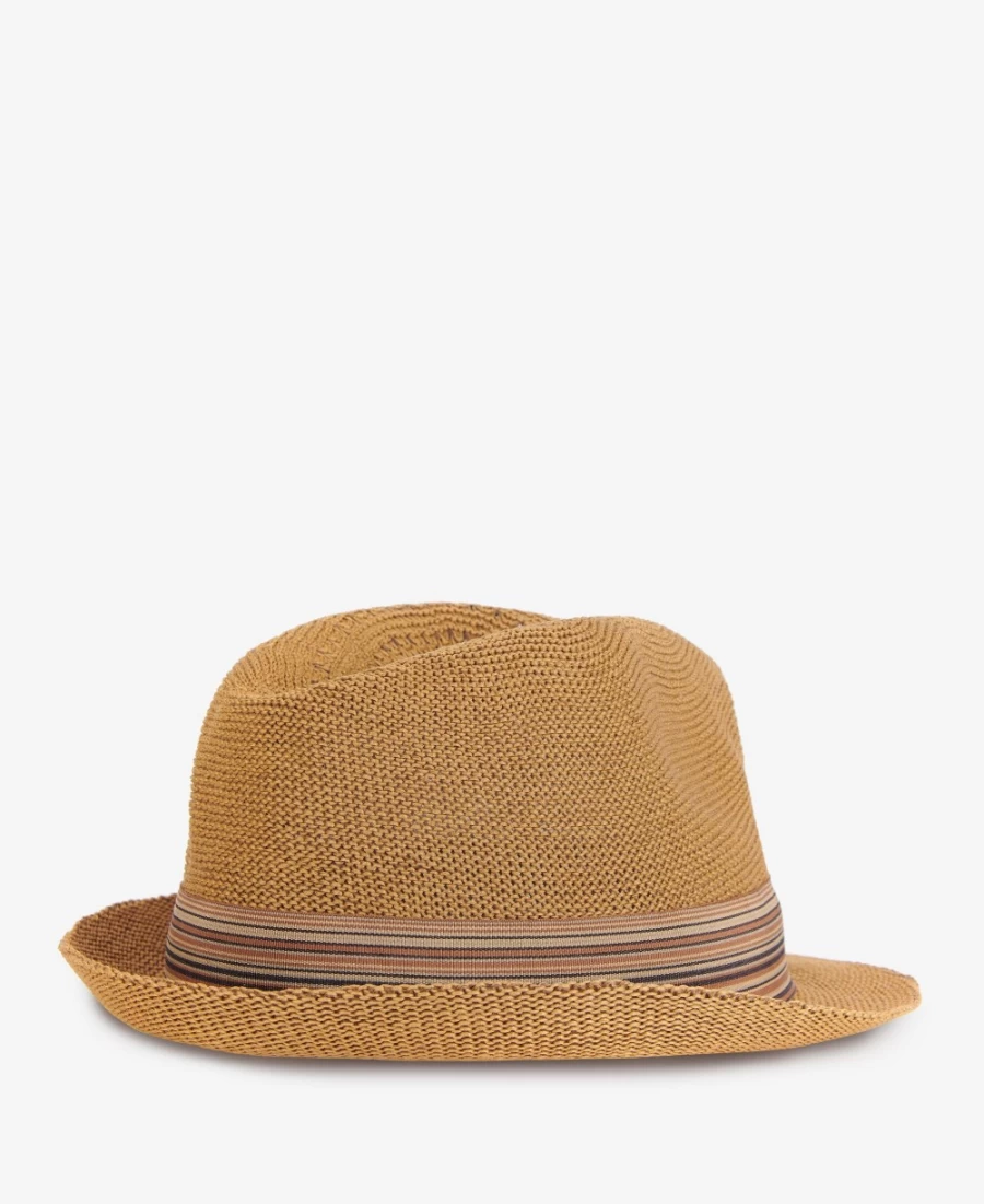 Barbour Mens Belford Trilby Hat in Dark Tan | Classic Wool Felt Fedora