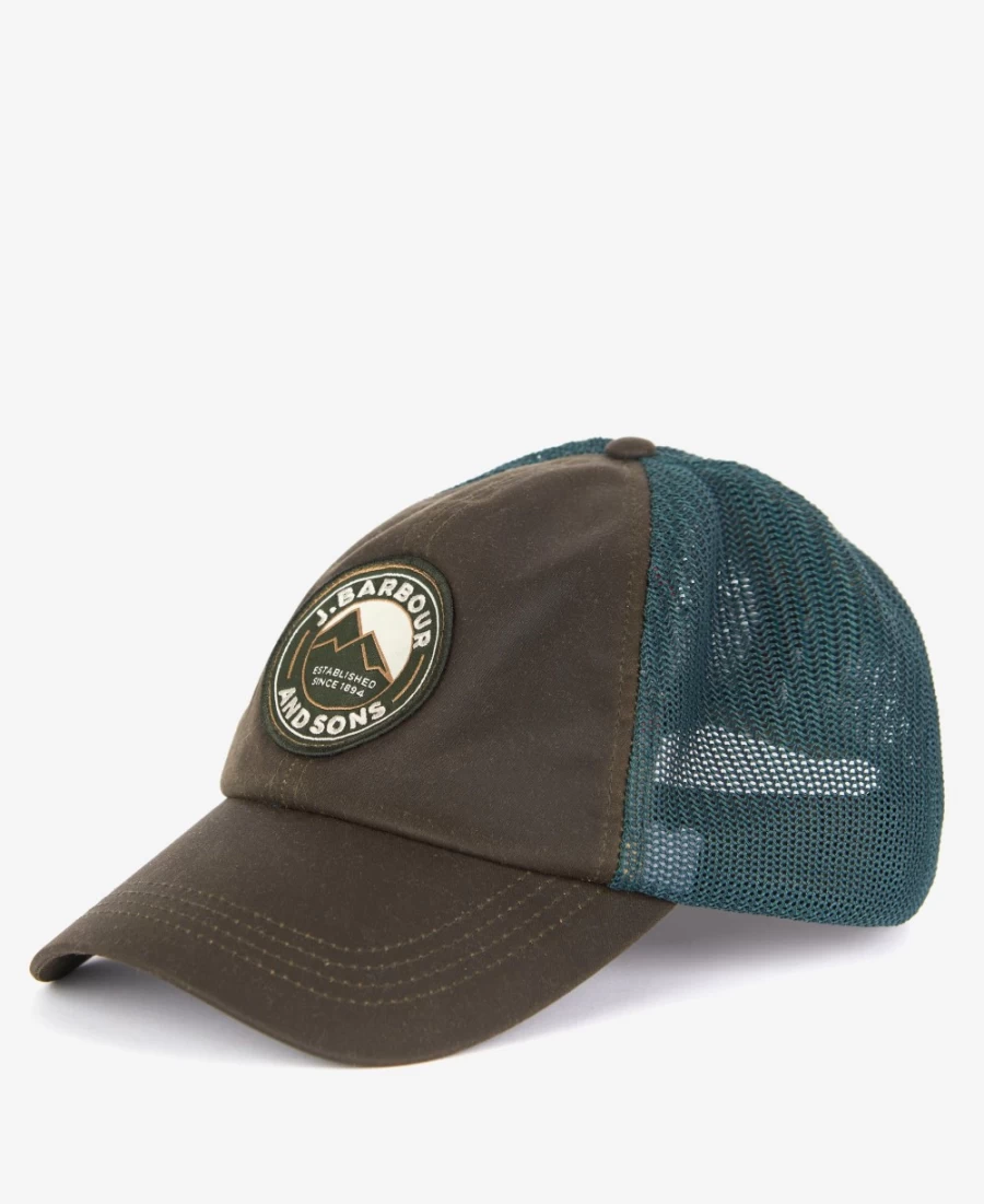 Barbour Mens Olive Rydale Trucker Cap - Classic Cotton Baseball Hat