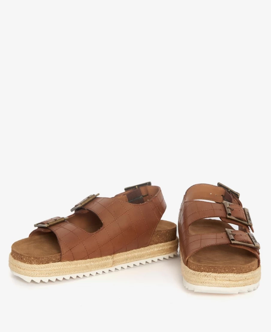 Barbour Helena Flatform Sandals for Women - Gold Metallic Leather Summer Shoes