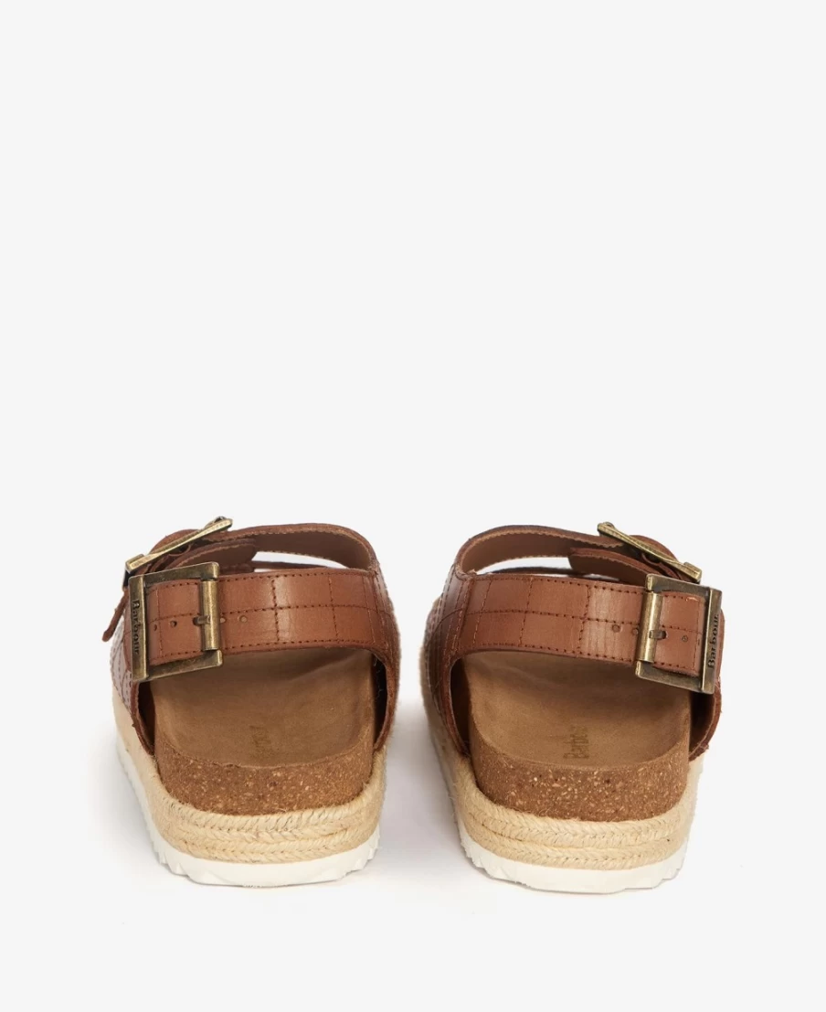 Barbour Helena Flatform Sandals for Women - Gold Metallic Leather Summer Shoes