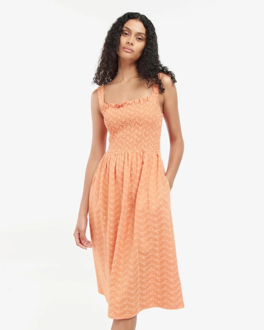Barbour Women's Hillrise Dress in Peach Tree - Classic Casual Style