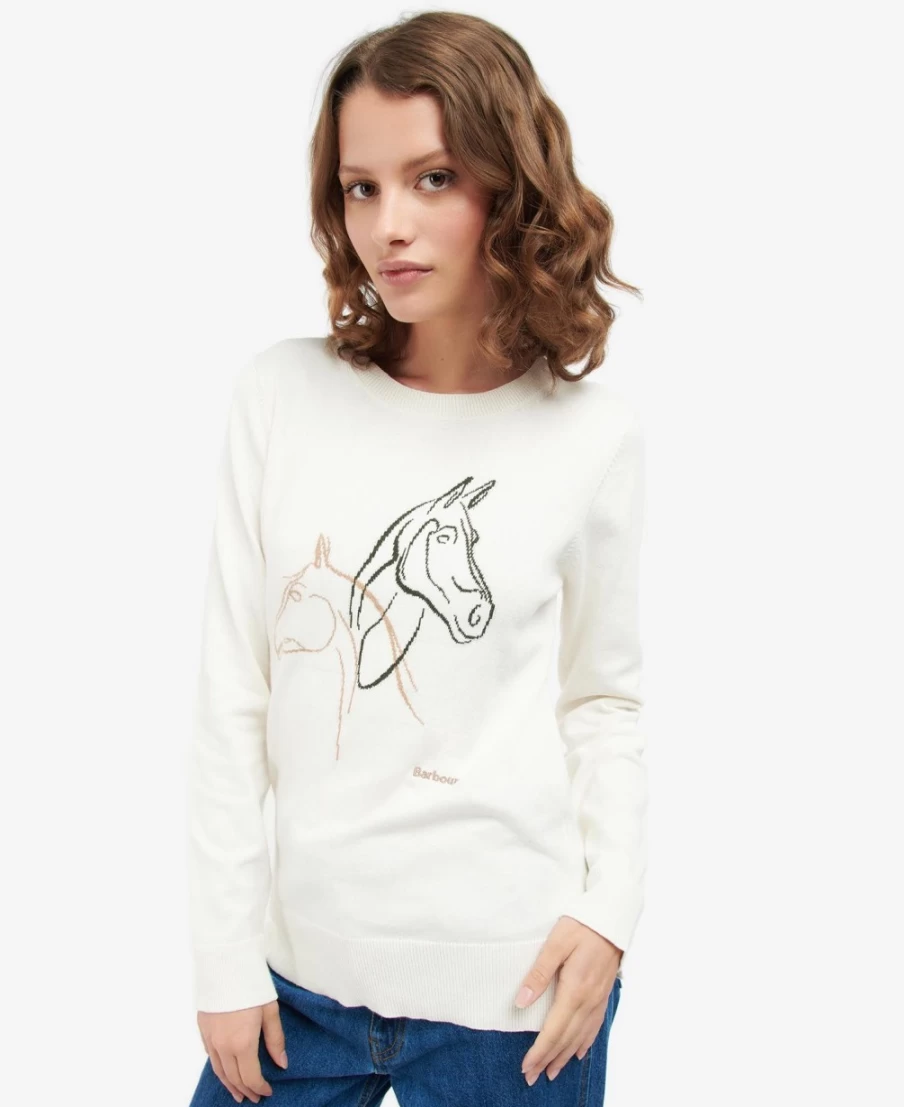 Barbour Women's Off White Heather Knitted Jumper