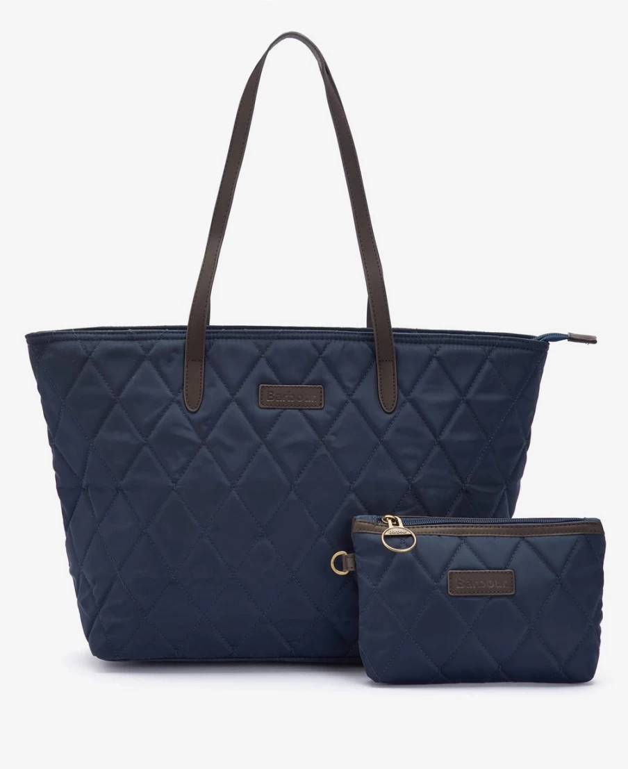 Barbour Mens Navy Quilted Tote Bag - Waterproof Waxed Cotton Witford Design