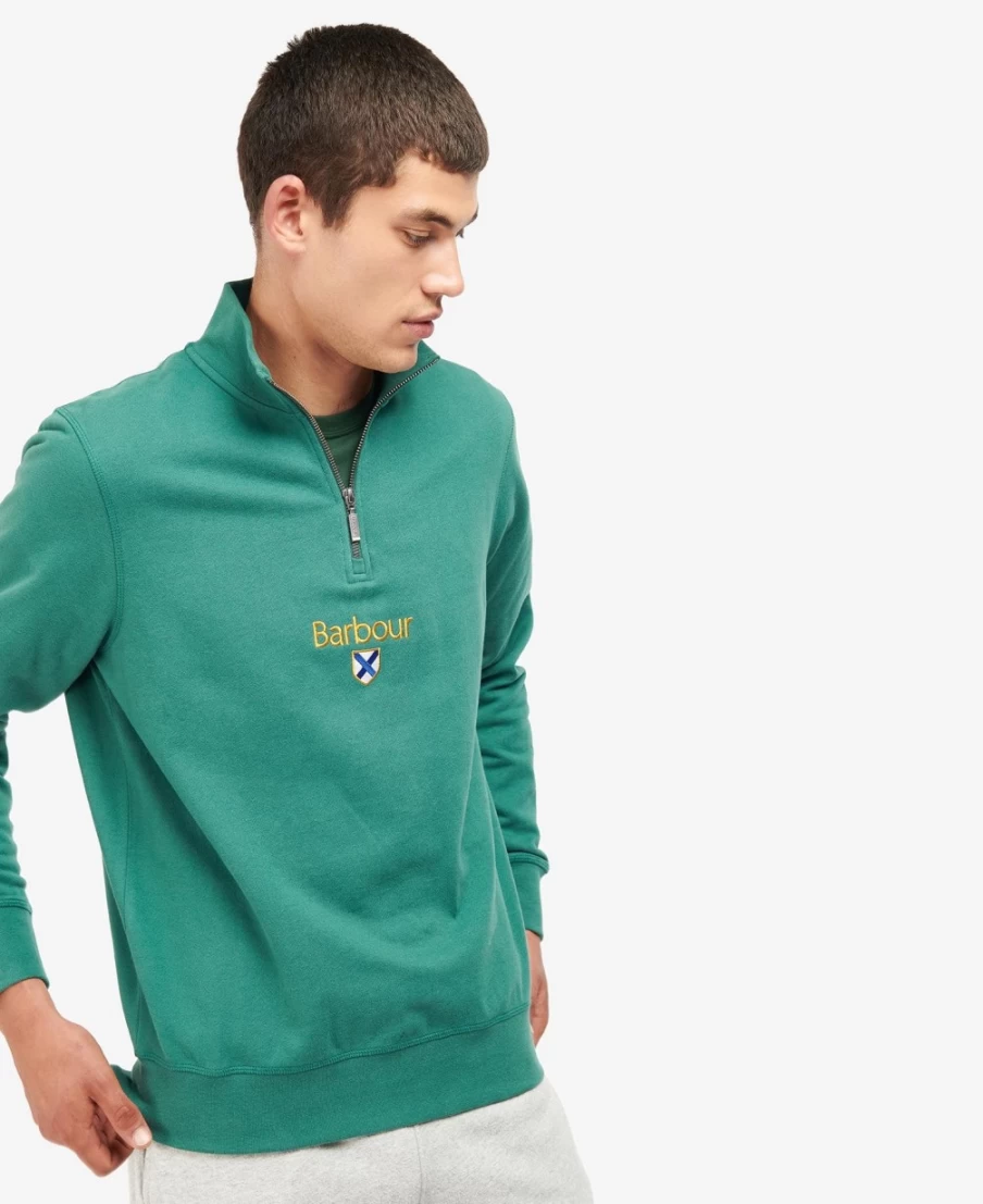 Barbour Men's Trinity Half Zip Sweater in Deep Blue | Classic Casual Pullover