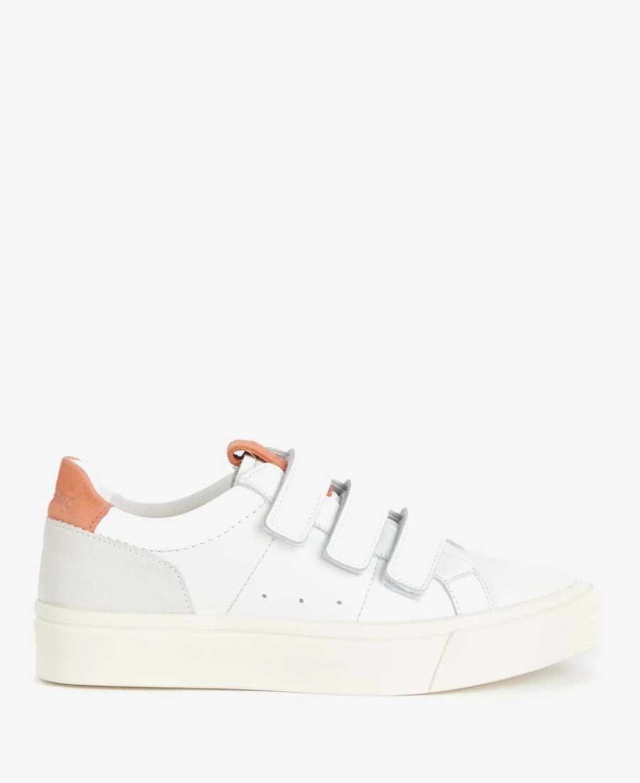 Barbour Georgie Triple-Strap Women's Trainers in White & Lavender - Stylish Casual Footwear