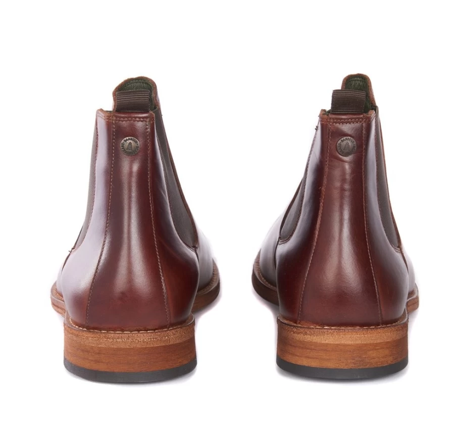 Barbour Men's Bedlington Chelsea Boot in Mahogany - Classic Leather Ankle Boots for Men