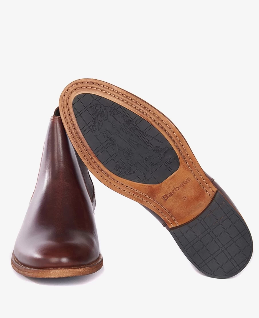 Barbour Men's Bedlington Chelsea Boot in Mahogany - Classic Leather Ankle Boots for Men