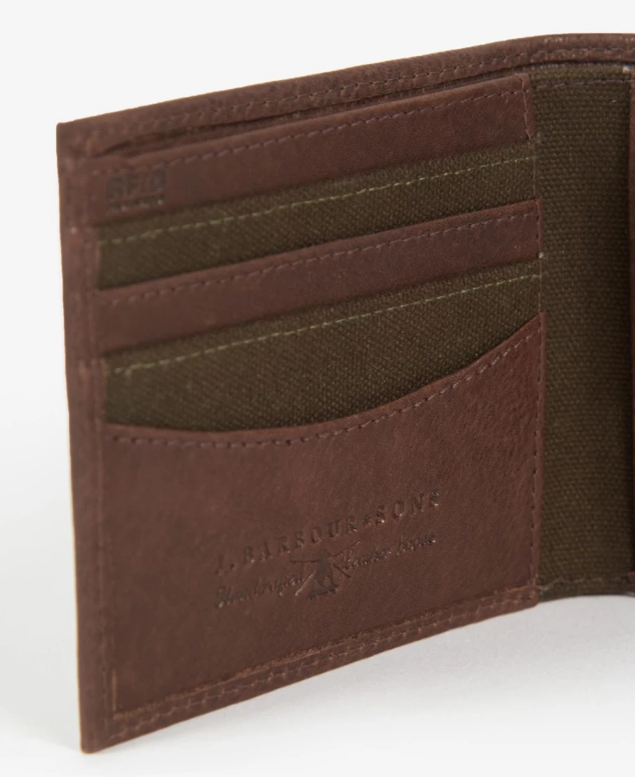 Barbour Mens Padbury Dark Brown Billfold Leather Wallet