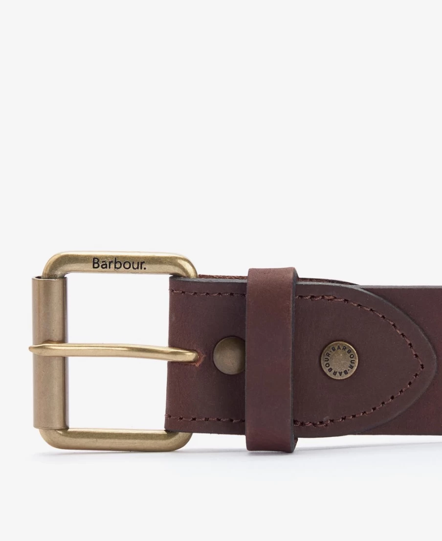 Barbour Men's Olive & Brown Contrast Leather Belt for Men