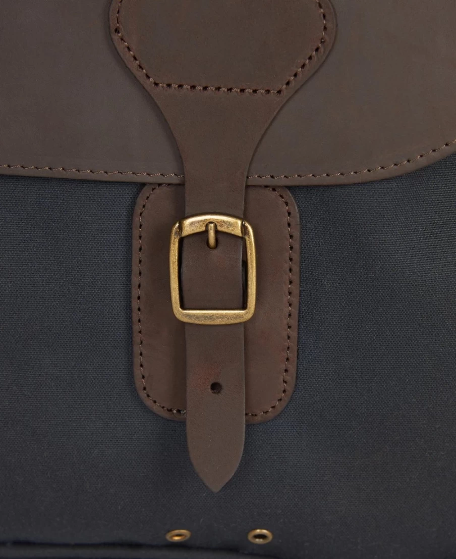 Barbour Navy Waxed Leather Briefcase for Men - Classic Water-Resistant Messenger Bag
