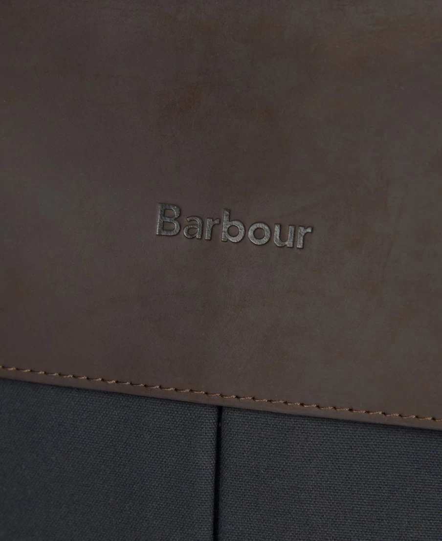 Barbour Navy Waxed Leather Briefcase for Men - Classic Water-Resistant Messenger Bag