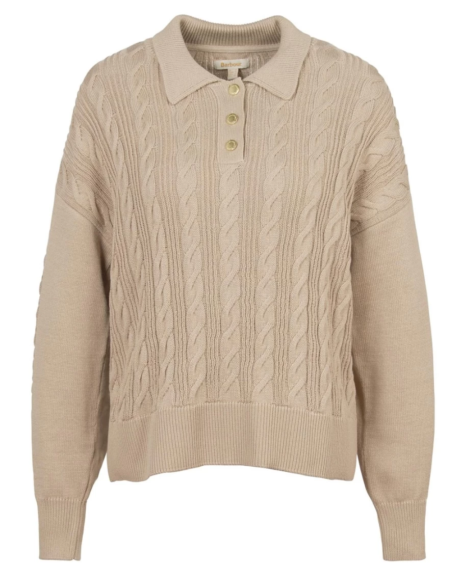 Barbour Women's Light Sand Juniper Knitted Jumper Sweater