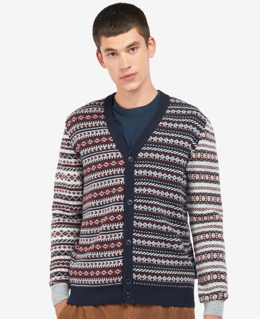 Barbour Men's Grey Marl Burley Cardigan - Classic Knit Sweater for Men