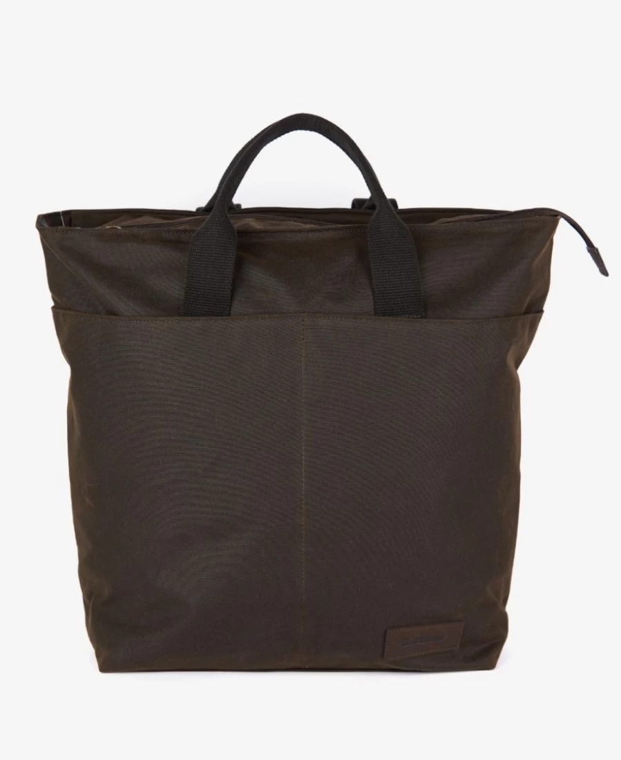 Barbour Men's Olive Essential Waxed Cotton Tote Bag