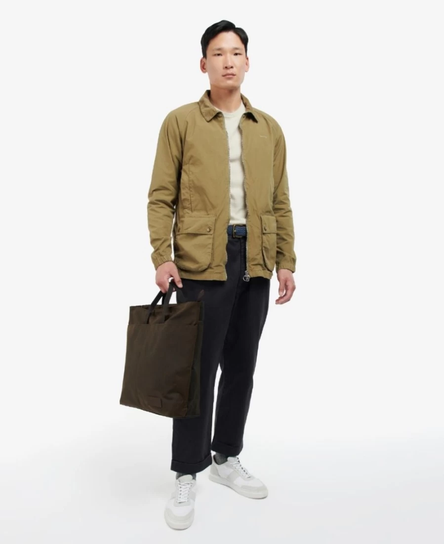 Barbour Men's Olive Essential Waxed Cotton Tote Bag