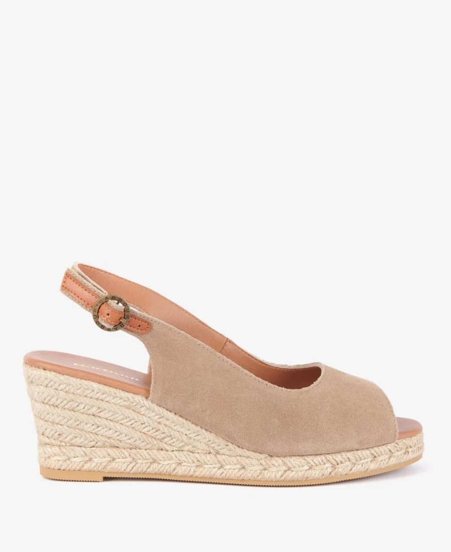 Barbour Women's Nadia Cognac Peep-Toe Espadrille Wedge Sandals