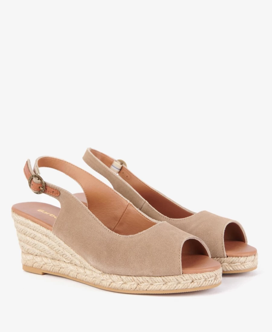 Barbour Women's Nadia Cognac Peep-Toe Espadrille Wedge Sandals