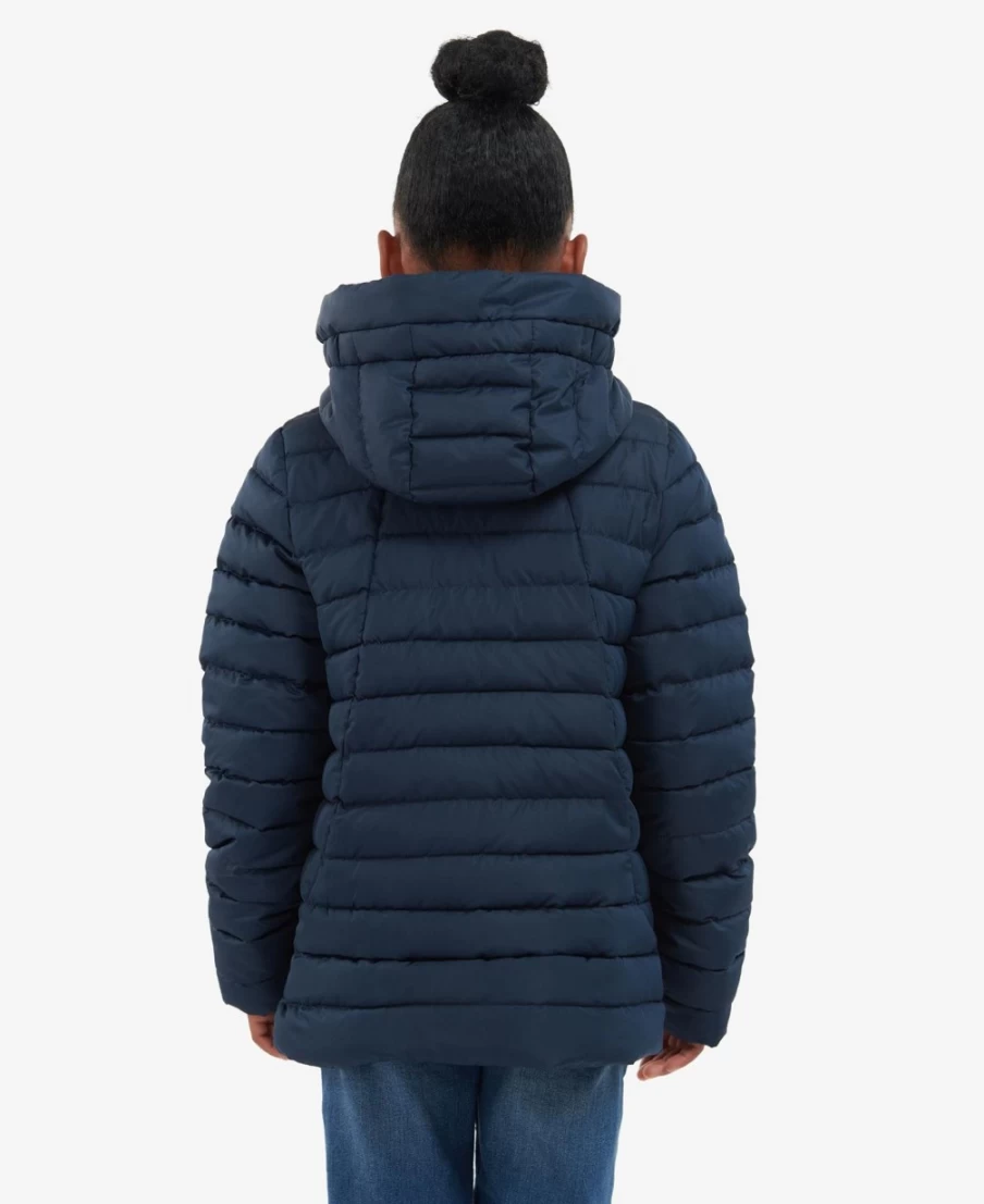 Barbour Girls Coraline Quilted Jacket in Pink Punch with Retro Floral Design