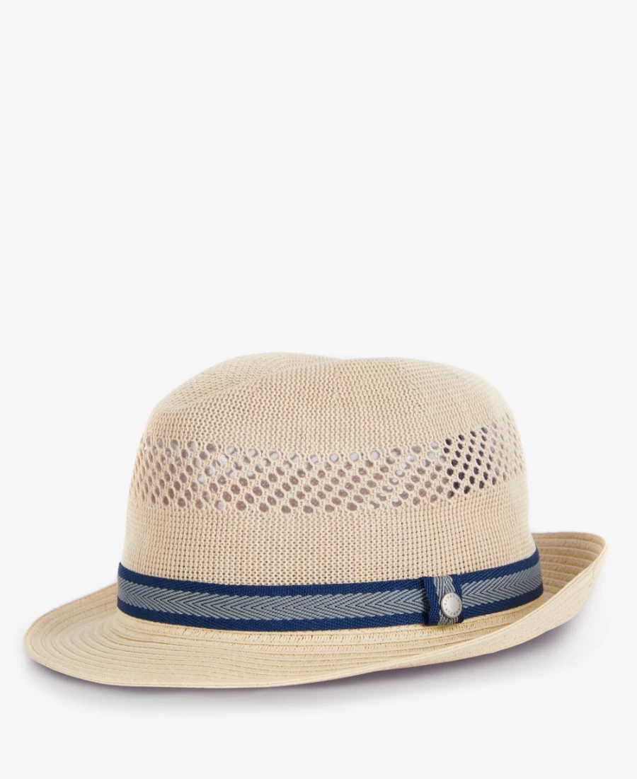 Barbour Mens Craster Trilby Hat in Ecru - Classic Wool Fedora for Men