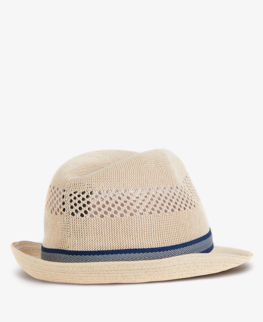 Barbour Mens Craster Trilby Hat in Ecru - Classic Wool Fedora for Men