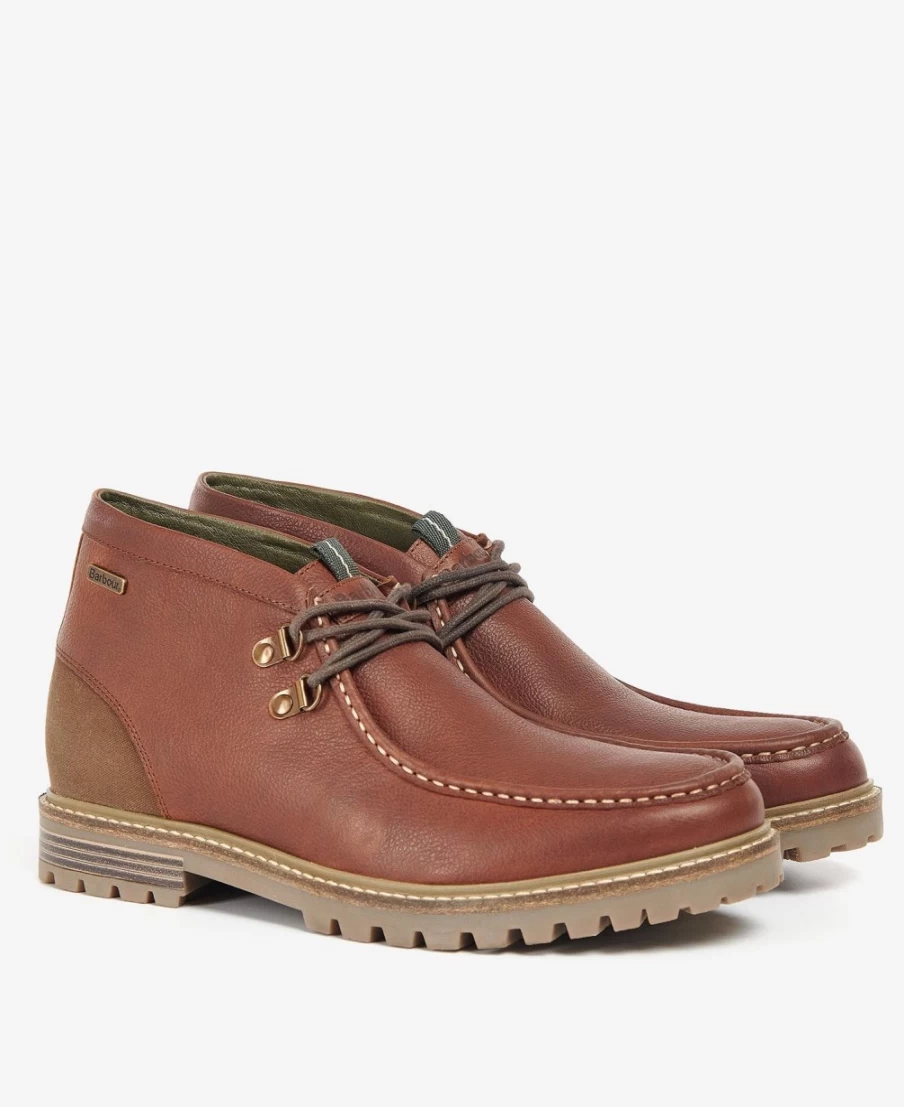 Barbour Jesmond Teak Leather Boots for Men - Waterproof Outdoor Footwear