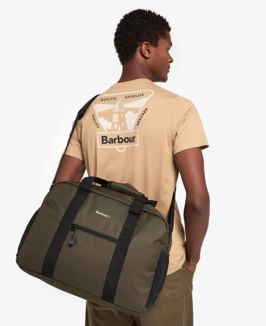 Barbour Men's Arwin Canvas Holdall Bag in Olive/Black - Durable Travel Duffle