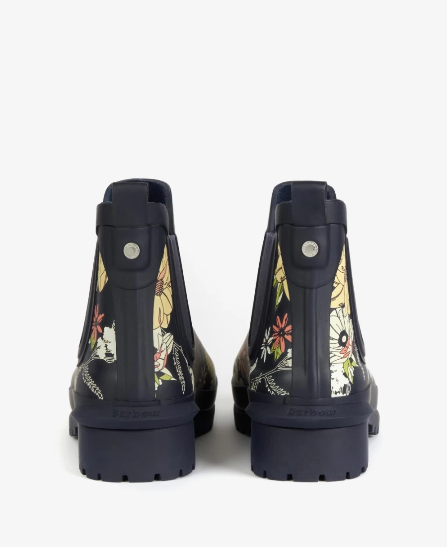 Barbour Women's Navy Floral Wilton Wellingtons Waterproof Boots