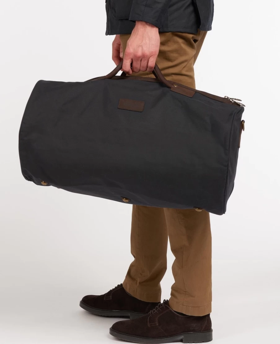 Barbour Men's Navy Waxed Cotton Holdall Travel Bag