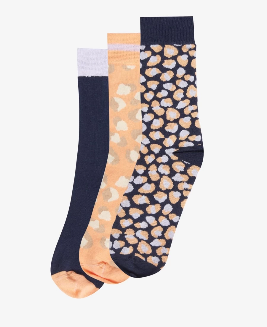 Barbour Womens Papaya Animal Print Socks Gift Set