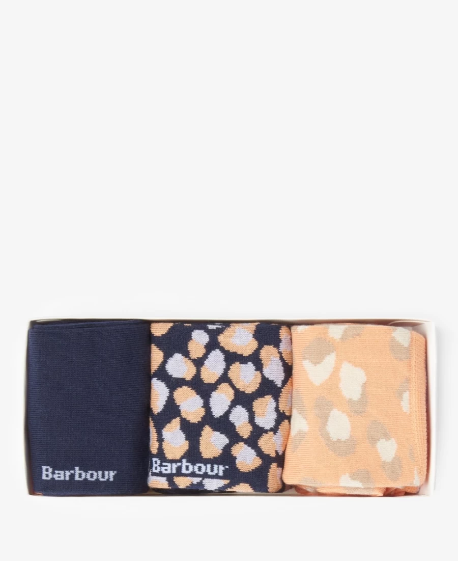 Barbour Womens Papaya Animal Print Socks Gift Set
