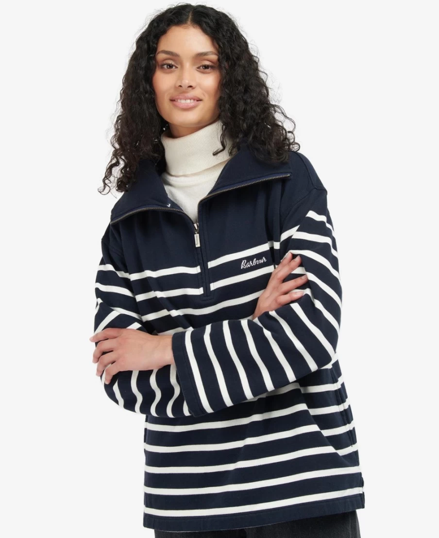 Barbour Women's Lunan Sweatshirt in Navy Stripe - Classic Striped Pullover for Women