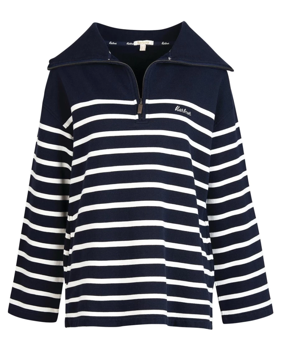 Barbour Women's Lunan Sweatshirt in Navy Stripe - Classic Striped Pullover for Women