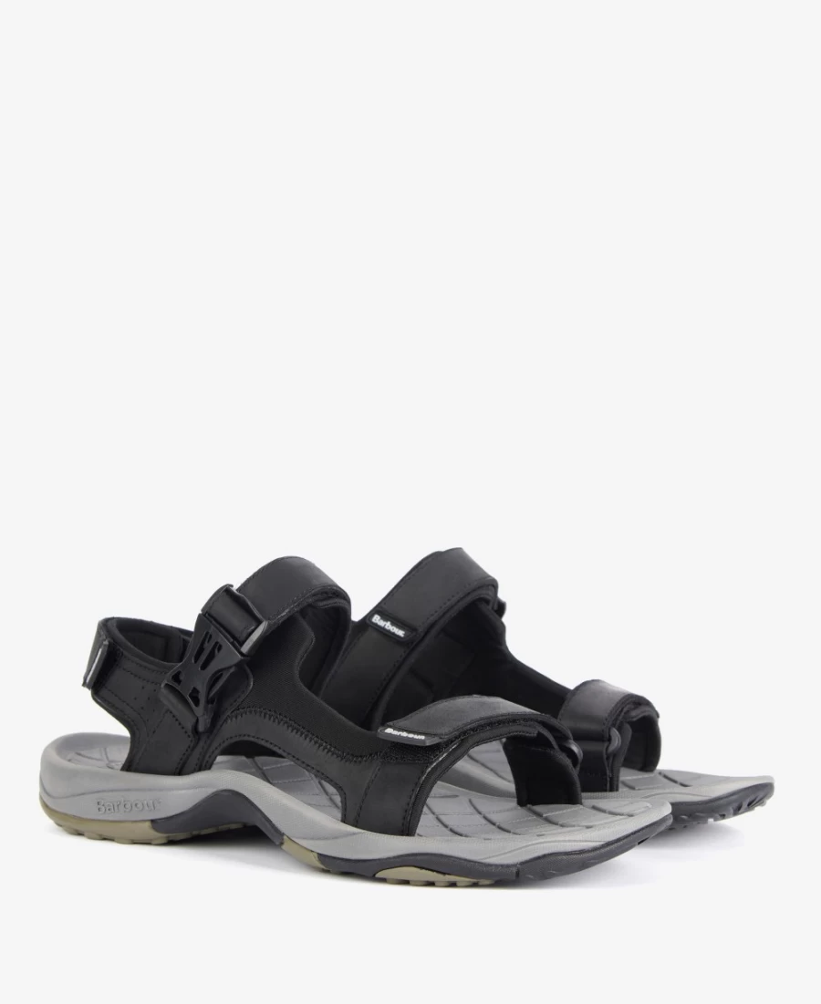 Barbour Mens Pendle Sports Sandals in Classic Black - Lightweight Comfortable Walking Shoes