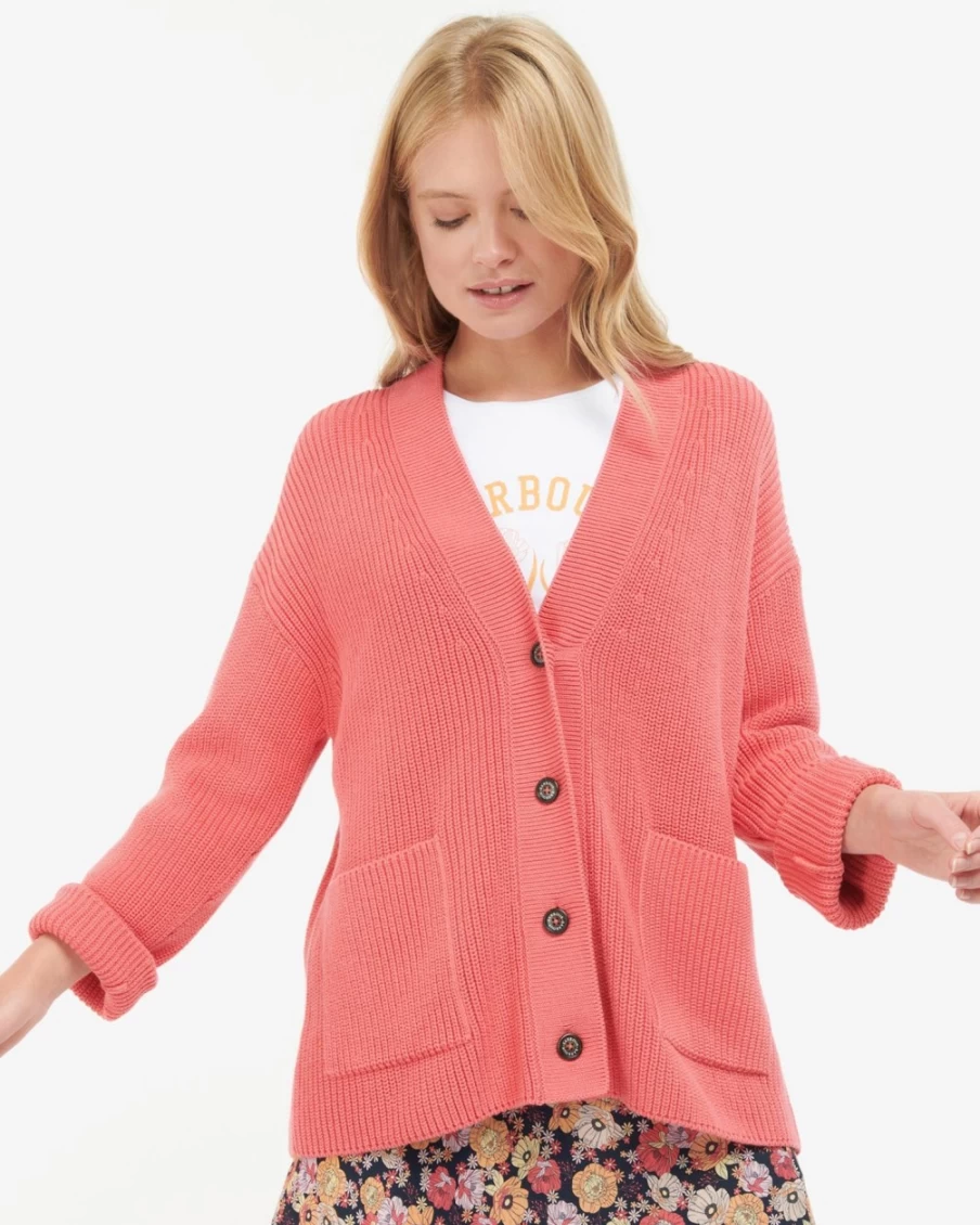 Barbour Women's Pink Punch Ferryside Knitted Cardigan