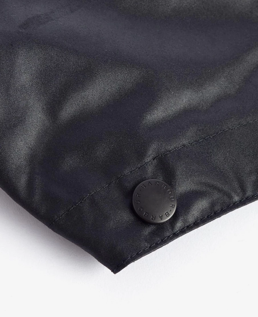 Barbour Men's Black Waxed Cotton Hooded Jacket - Classic Plain Hood