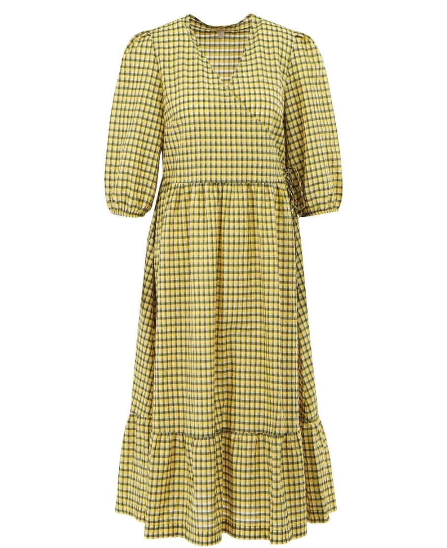 Barbour Women's Addison Dress in Sunrise Yellow Check - Classic British Style