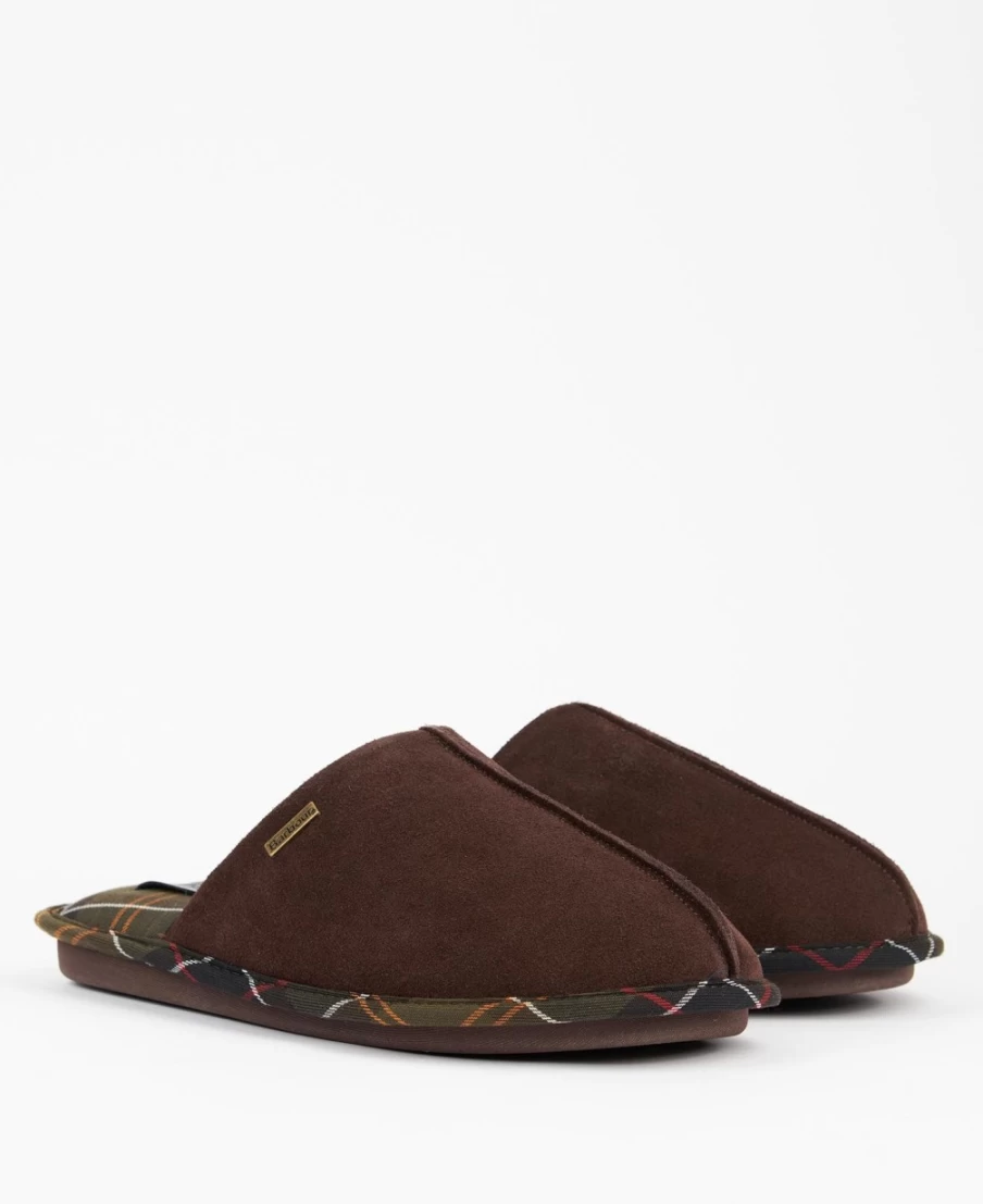 Barbour Men's Foley Brown Slippers | Premium Leather Comfort Footwear