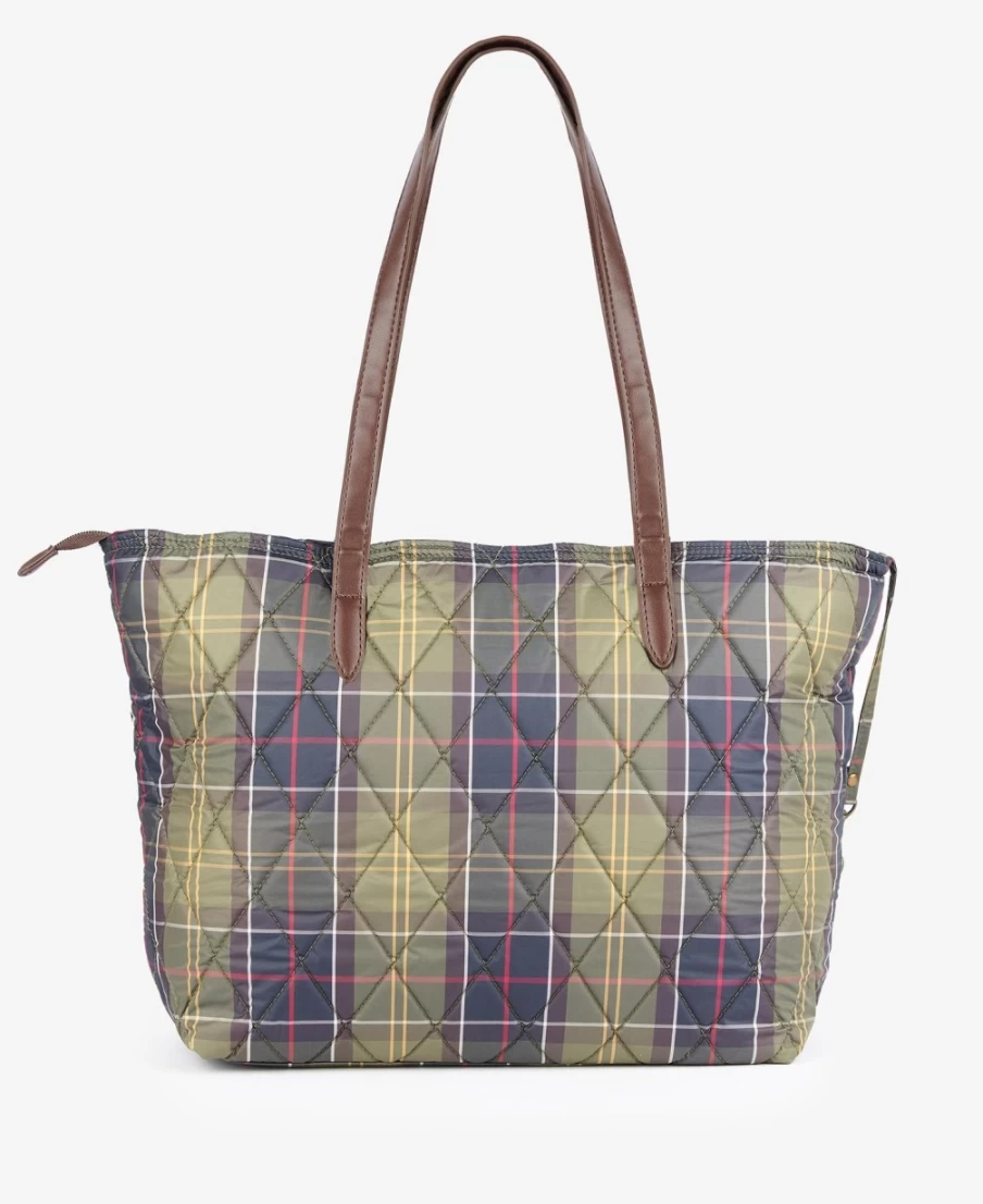 Barbour Wetherham Quilted Tote Bag for Men in Classic Tartan Check Pattern