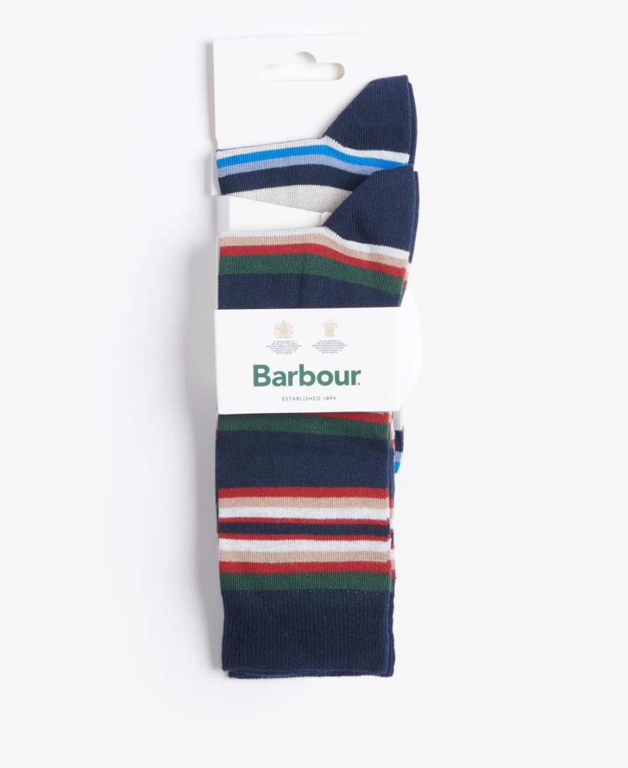 Barbour Mens Navy Mix Stripe Summer Socks