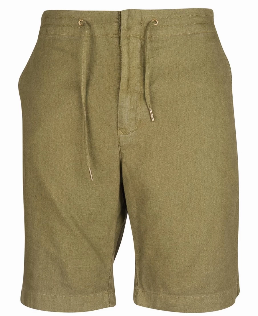 Barbour Men's Military Green Linen Cotton Mix Shorts