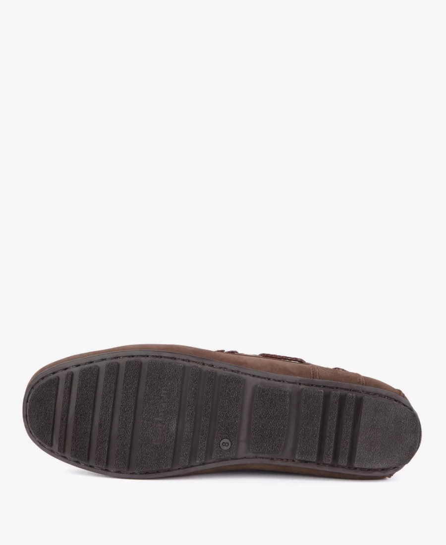 Barbour Mens Jenson Driving Shoes in Dark Brown - Classic Leather Loafers for Men