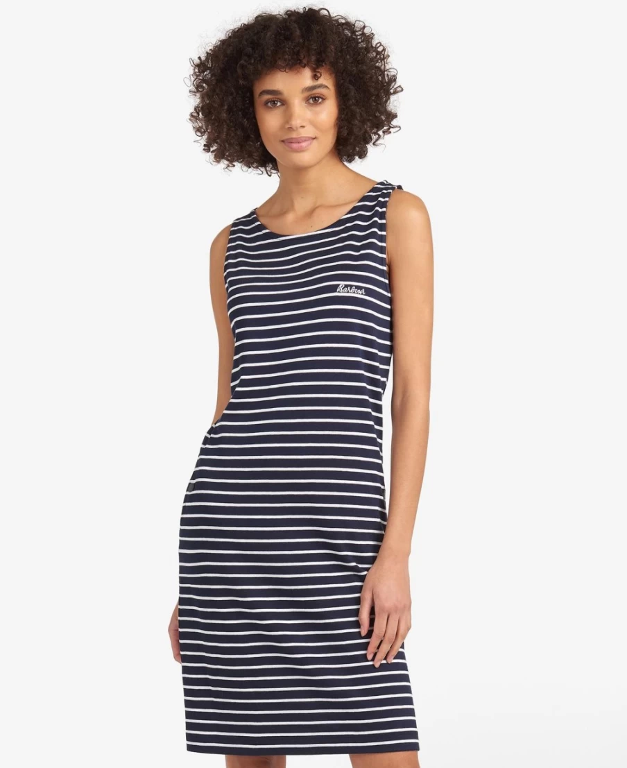 Barbour Women's Dalmore Stripe Dress in White and Navy