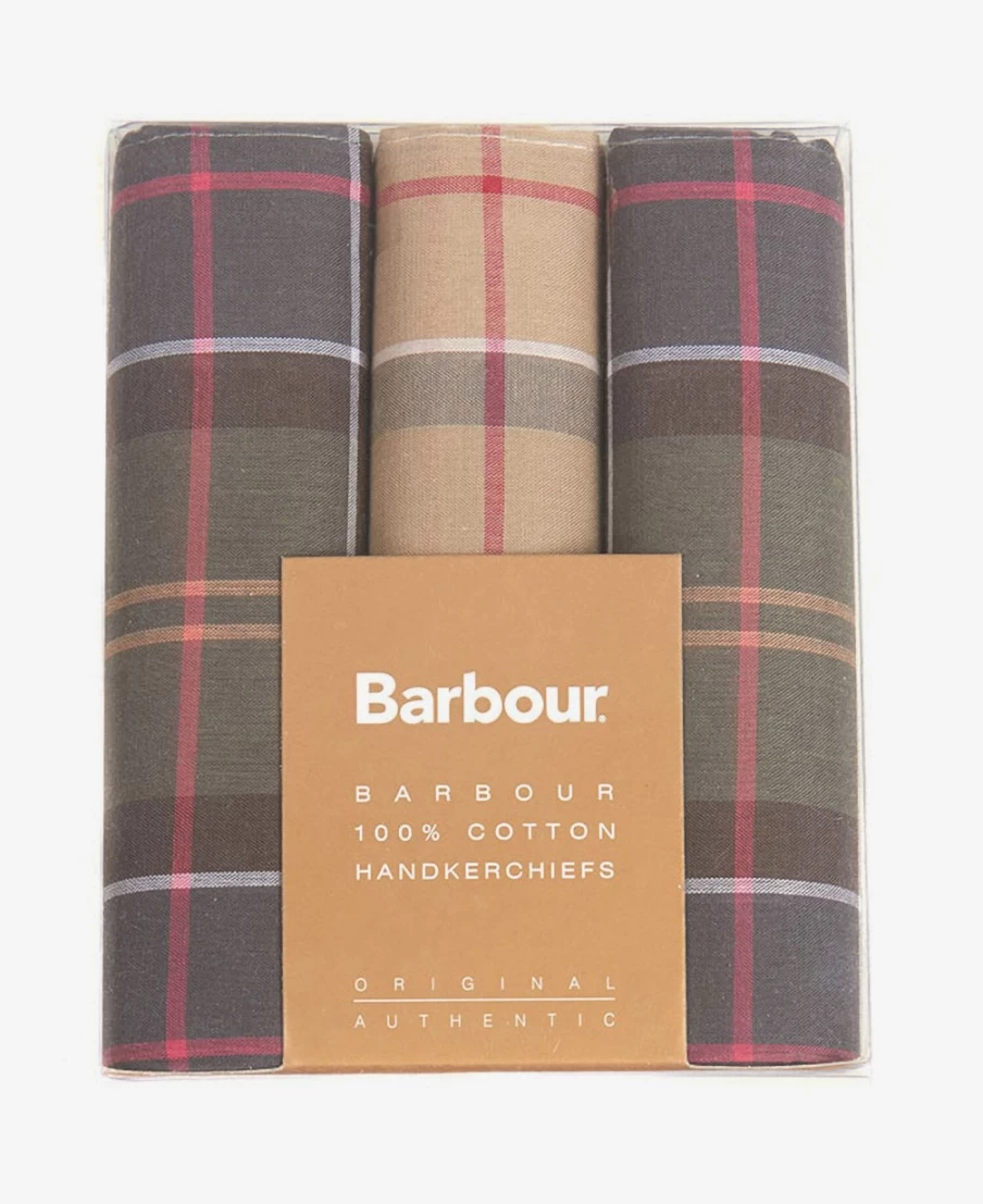 Barbour Men's Black Watch & Monochrome Handkerchief Gift Box Set