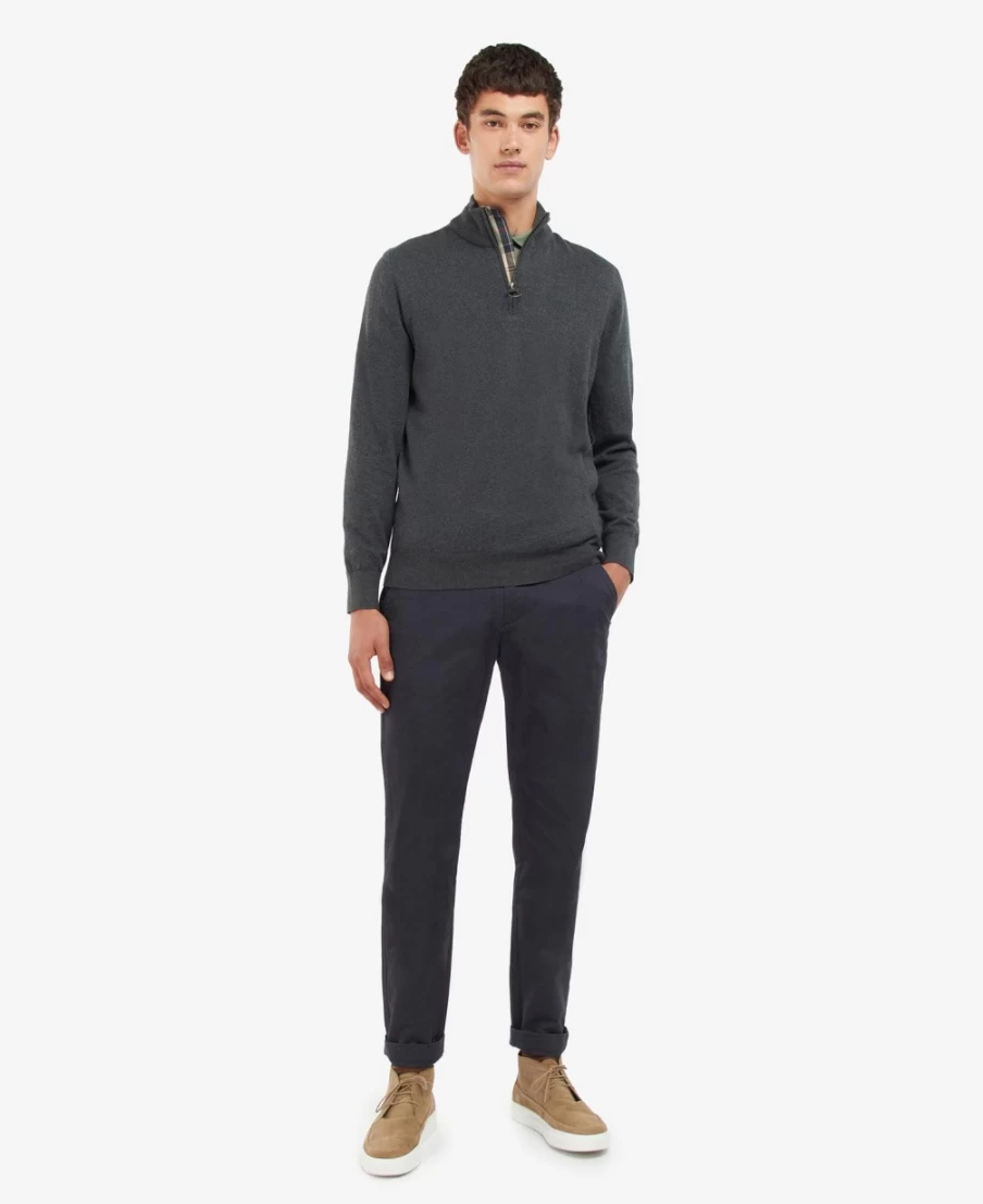 Barbour Men's Taines Washed Blue Half-Zip Knitted Sweatshirt