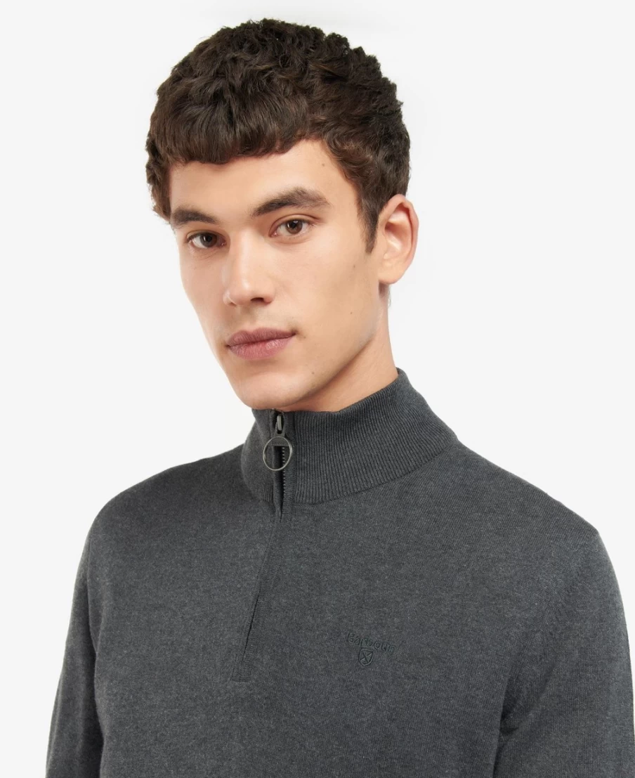 Barbour Men's Taines Washed Blue Half-Zip Knitted Sweatshirt